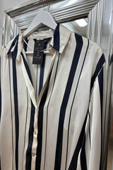 Pre-Loved Zara Cream/Black Striped LS Shirt M