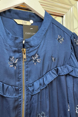 Pre-Loved & Navy Silky Beaded Jacket 8/10