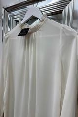 Pre-Loved Cream Frilled Neck LS Blouse 8/10