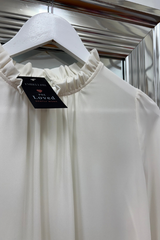 Pre-Loved Cream Frilled Neck LS Blouse 8/10