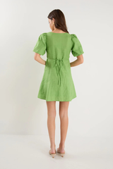 Among The Brave Adelaide Linen Puff Sleeve Mini Dress