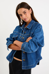 Among The Brave Echo Patch pocket Denim Jacket - Storm Blue