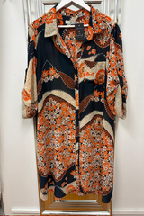 Pre Loved Estelle Black/Orange Floral LS Shirt 22