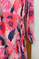 Pre Loved Augustine Fluro Blue/Pink Wrap Dress L