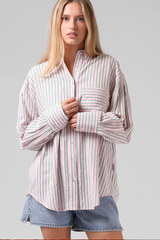 RPM Oversized Stripe L/S Shirt - PINK/GREEN