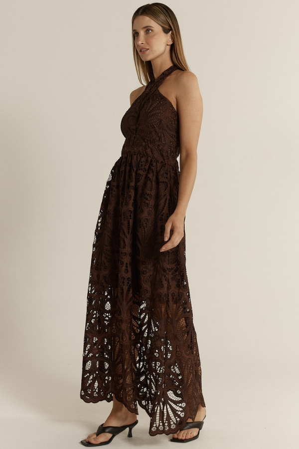 Fate & Becker Elara Broderie Dress - Chocolate