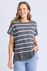 Foxwood Alison Stripe Tee - Chrcoal/White
