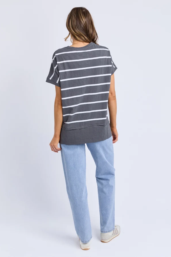 Foxwood Alison Stripe Tee - Chrcoal/White