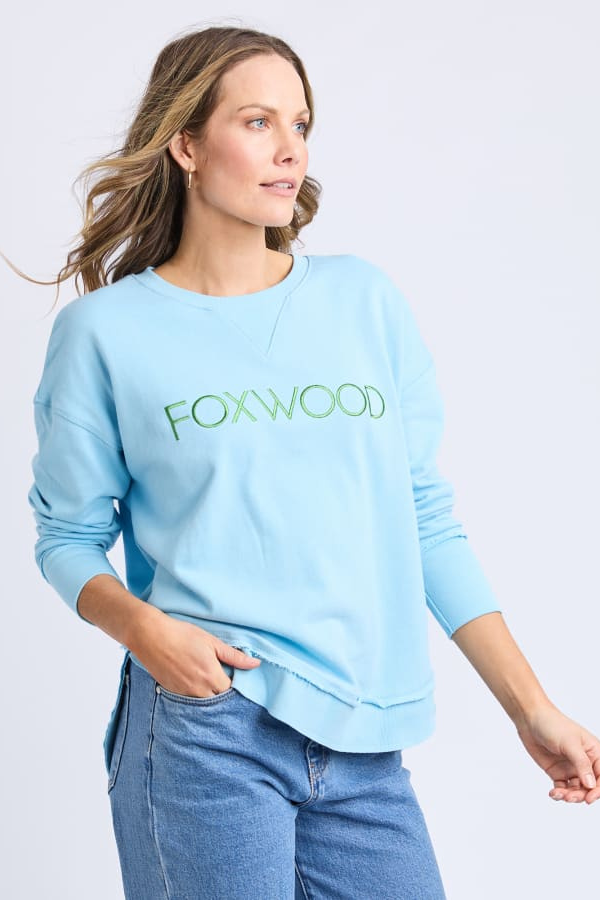 Foxwood Simplified Metallic Crew - LT Blue/Lime