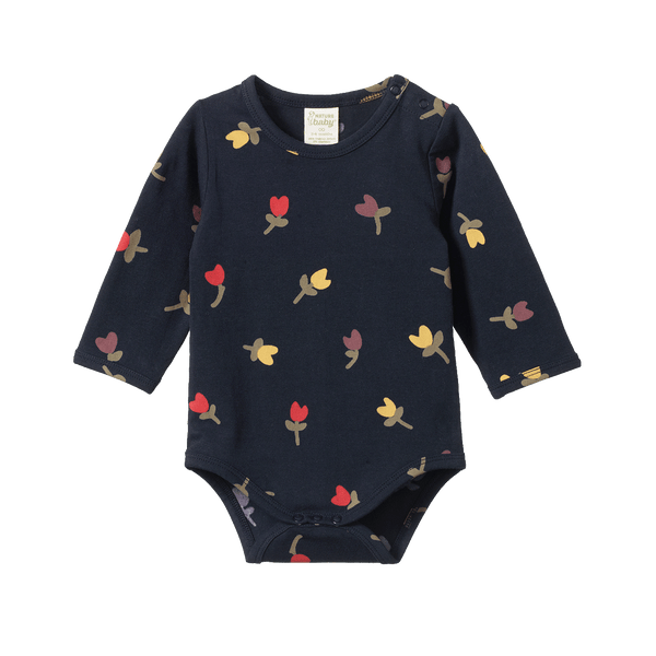 Nature Baby Stretch Jersey L/S Bodysuit - Navy Tulip