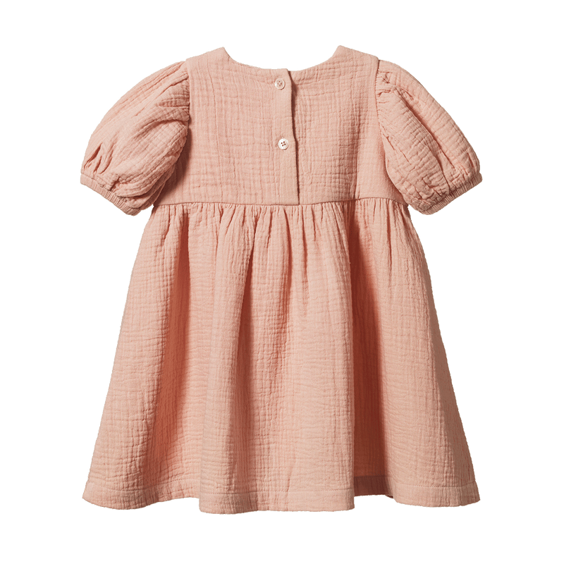 Nature Baby Albertine Dress Muslin - Rose Dust