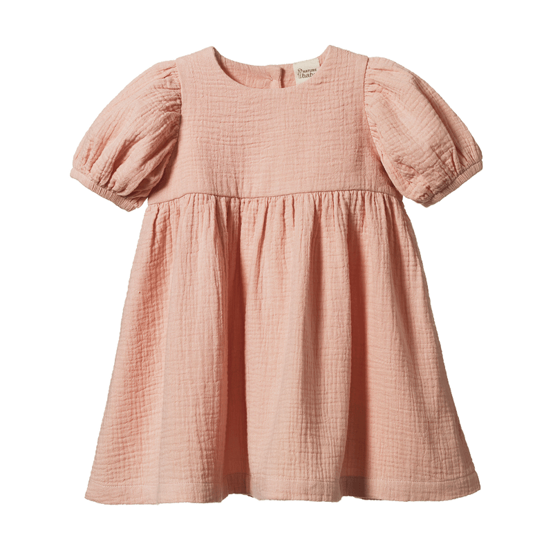 Nature Baby Albertine Dress Muslin - Rose Dust
