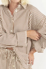Rhythm Cove Stripe Oversized LS Shirt - NATURAL