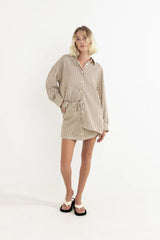 Rhythm Cove Stripe Oversized LS Shirt - NATURAL