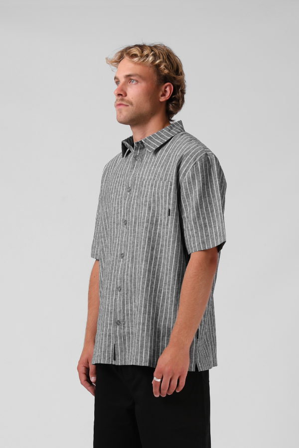 RPM Linen Stripe SS Mens Shirt