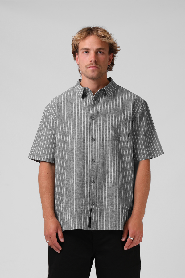 RPM Linen Stripe SS Mens Shirt