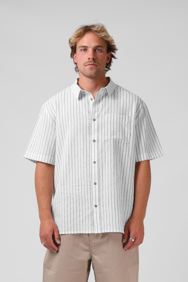 RPM Linen Stripe SS Mens Shirt