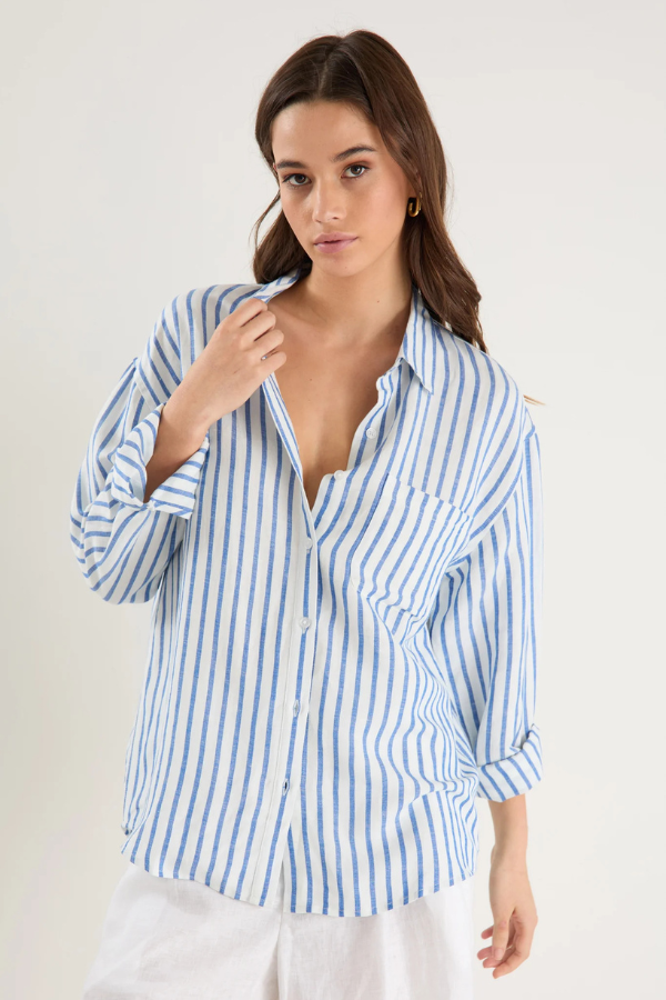 Re:Union Exalted Oversized Shirt - Blue Stripe