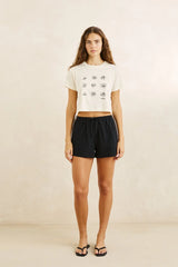 Rhythm Georgia Floral Crop Crew Tee - WHITE