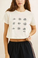 Rhythm Georgia Floral Crop Crew Tee - WHITE