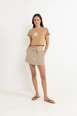 Rhythm Follow The Sun Crop Crew Tee - SAND