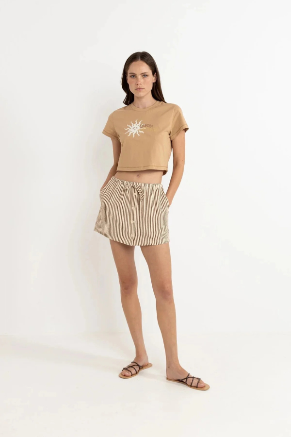 Rhythm Follow The Sun Crop Crew Tee - SAND