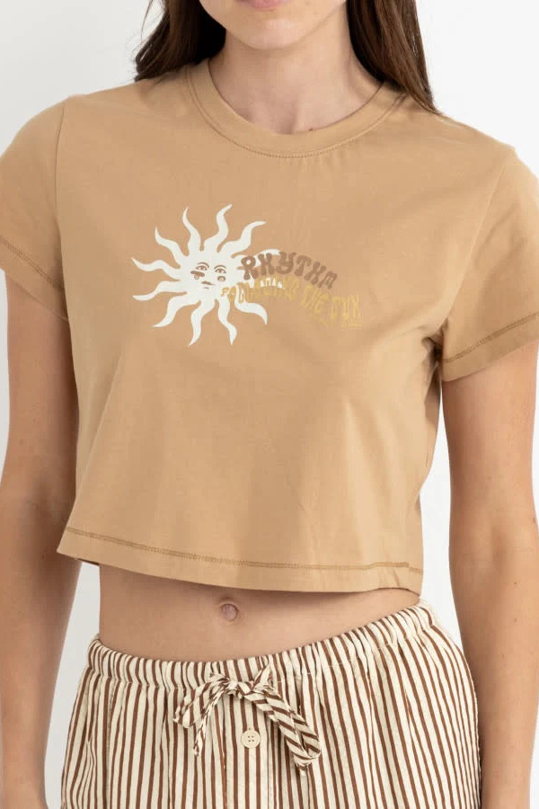 Rhythm Follow The Sun Crop Crew Tee - SAND
