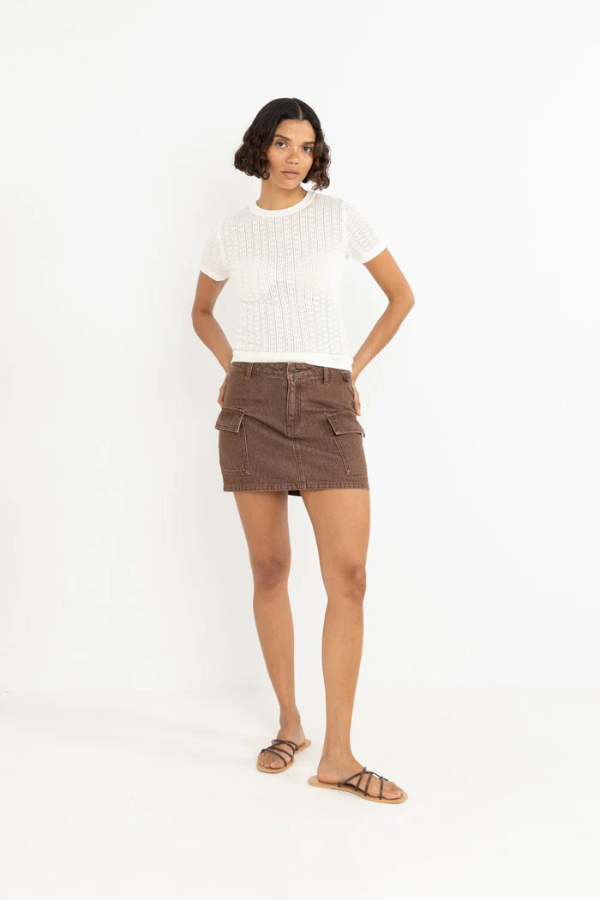 Rhythm Ojai Pointelle Knit Top - WHITE