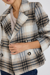 Among The Brave Rider Short Double Breasted Coat - Charcoal Check