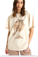 Roxy Sunny Oversized Stone Wash Womens Tee - PARCHMENT
