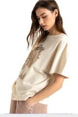 Roxy Sunny Oversized Stone Wash Womens Tee - PARCHMENT