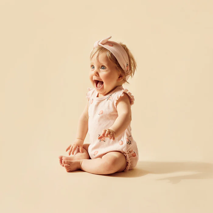 Wilson & Frenchy Pointelle Ruffle Growsuit - Peaches