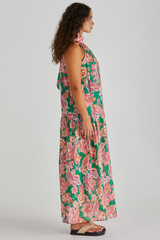 Sass Malia Halter Dress - Pink/Green Paisley