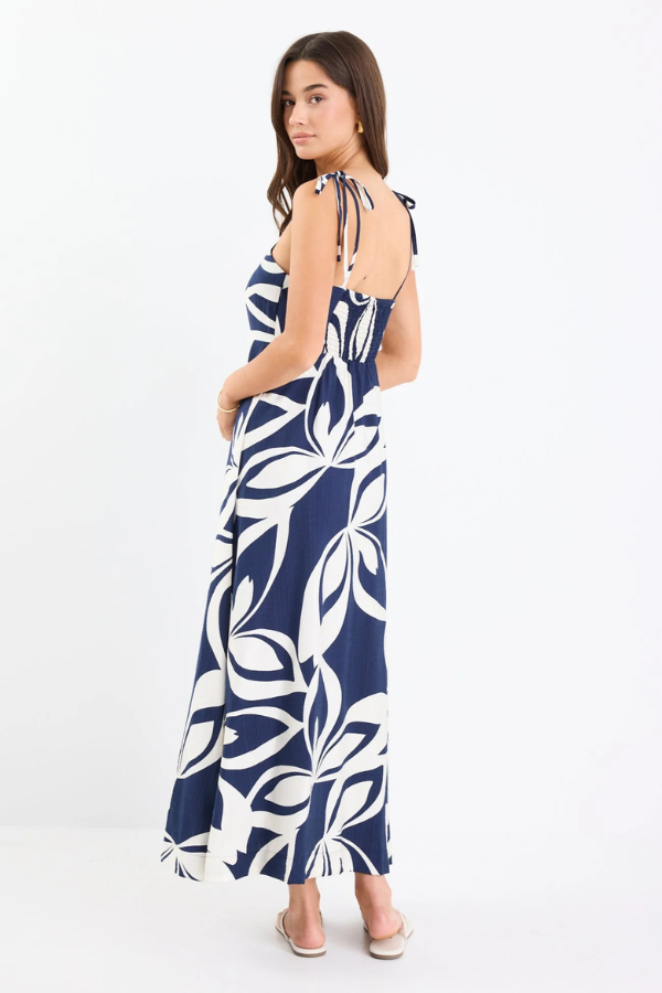Stories Be Told Citizen Strappy Maxi Dress - Navy Cutout Print
