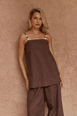 Sass India Embroidered Tunic - CHOCOLATE