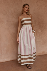 Sass Nea Spliced Strapless Dress - NEAPOLITAN PINK