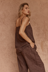 Sass Bellie Embroidered Pant - CHOCOLATE BROWN