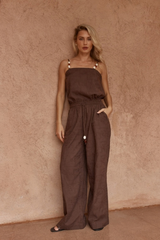 Sass Bellie Embroidered Pant - CHOCOLATE BROWN
