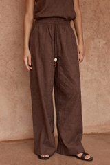 Sass Bellie Embroidered Pant - CHOCOLATE BROWN