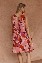 Sass Allie Seamed Swing Dress - PEONY RPINT PINK