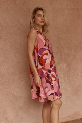 Sass Allie Seamed Swing Dress - PEONY RPINT PINK