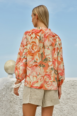 Fate & Becker Shae Split Neck Blouse - PETAL MULTI