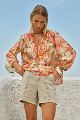 Fate & Becker Shae Split Neck Blouse - PETAL MULTI