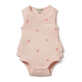 Wilson & Frenchy Petit Soleil Organic Ruffle Bodysuit - Pale Pink