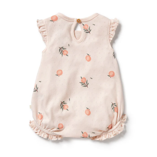 Wilson & Frenchy Pointelle Ruffle Growsuit - Peaches