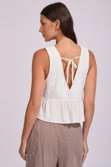 Rhythm Annabelle Lace Trim Babydoll Top - WHITE