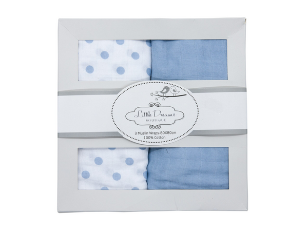 Baby Bow Natural Bamboo Cotton Muslin Wrap - Box Set of 2