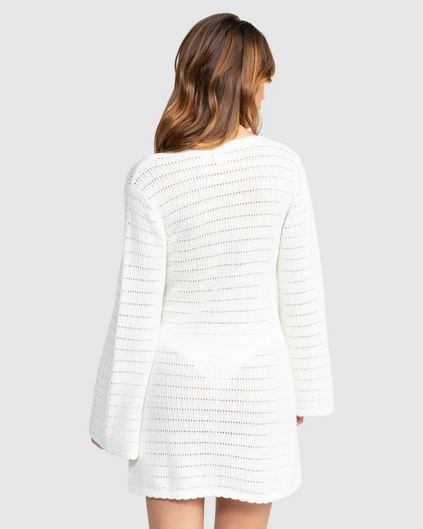 Roxy Beach Lights LS Knit Dress - EGRET WHITE