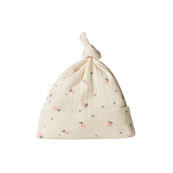 Nature Baby Knotted Beanie - Pointelle Posey Blossom Print