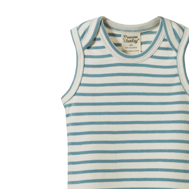 Nature Baby Singlet Bodysuit - Mineral Sailor Stripe